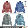 New fashion Women red checked long sleeve Dress shirt with limp collar